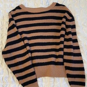 Zara Black and Brown Striped Sweater
